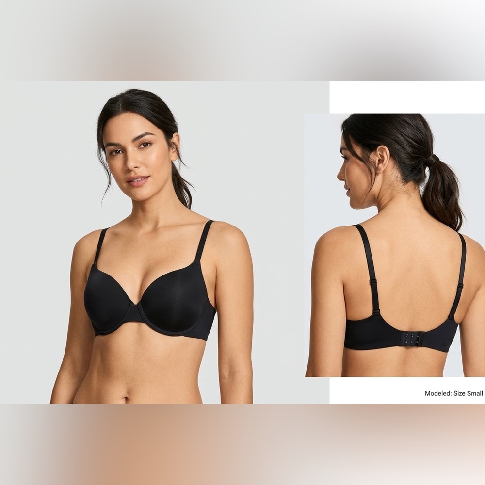 Essential Black Bra Smooth Molded Cups Underwire Size Small